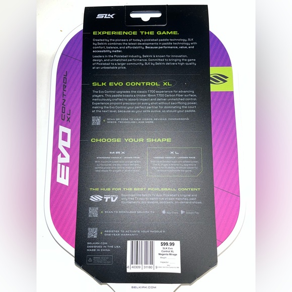 SLK EVO Control Paddle - White and Purple - Picture 3 of 4